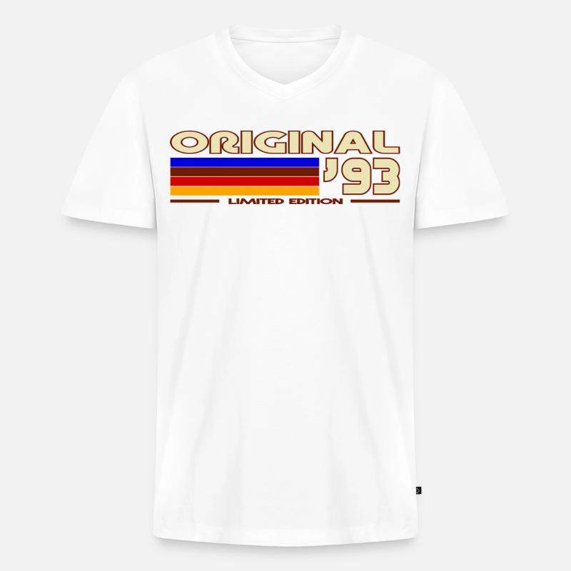 1993 - Männer Premium Bio T-Shirt mit V-Ausschnitt - Weiß