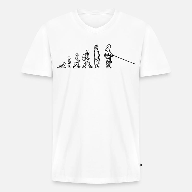 Fischer Evolution - Männer Premium Bio T-Shirt mit V-Ausschnitt - Weiß