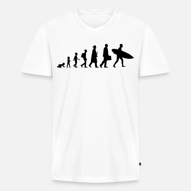 Entwicklung eines Surfers - Männer Premium Bio T-Shirt mit V-Ausschnitt - Weiß
