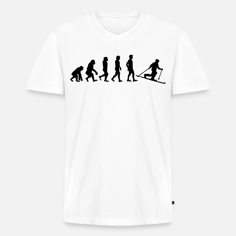 Evolution Telemark - Männer Premium Bio T-Shirt mit V-Ausschnitt - Weiß