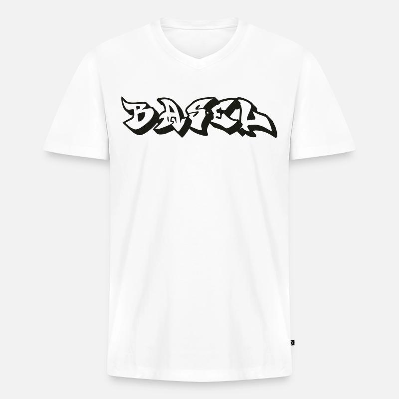 Basel - Männer Premium Bio T-Shirt mit V-Ausschnitt - Weiß