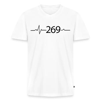 269 - RESPECT LIFE - Männer Premium Bio T-Shirt mit V-Ausschnitt - Weiß - Vorne - Nico (187cm)