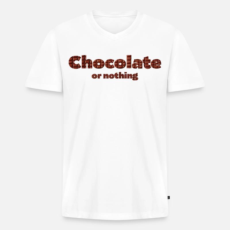 Schokoladen Muster mit 3D-Effekt - Männer Premium Bio T-Shirt mit V-Ausschnitt - Weiß
