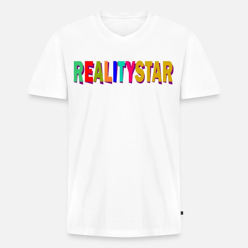 RealityStar Farbexplosion - Männer Premium Bio T-Shirt mit V-Ausschnitt - Weiß