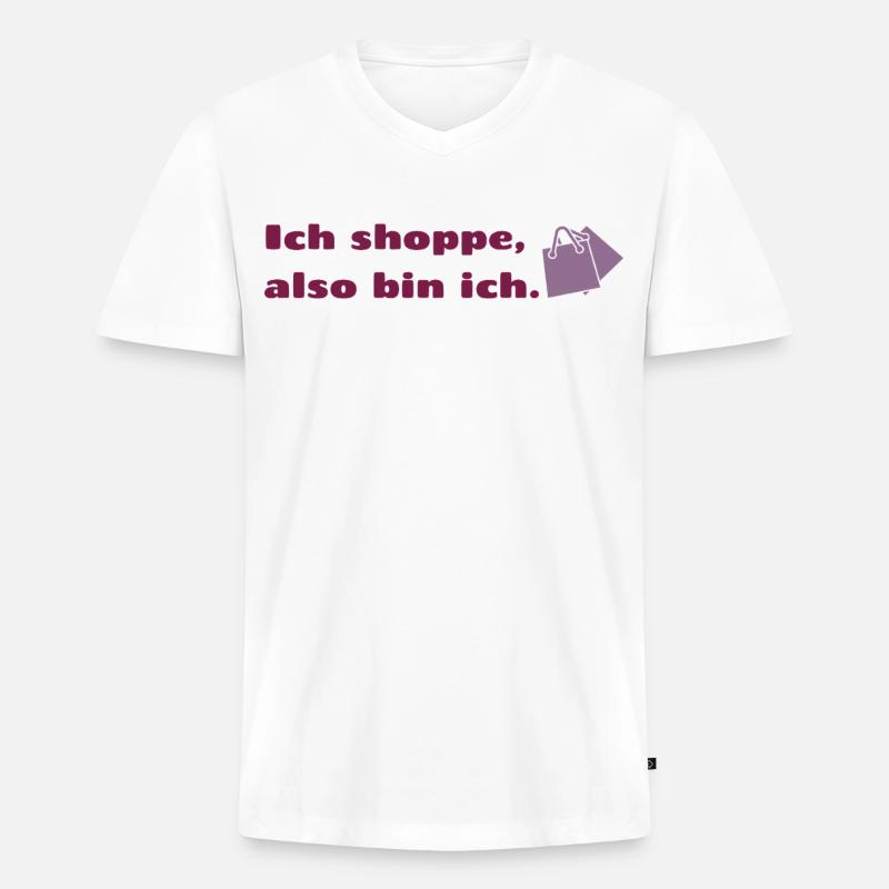 Ich shoppe also bin ich. - Männer Premium Bio T-Shirt mit V-Ausschnitt - Weiß