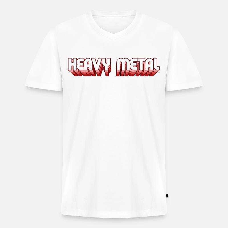 Heavy-Metal-Retro-Stil 3D-Text-Logo - Männer Premium Bio T-Shirt mit V-Ausschnitt - Weiß