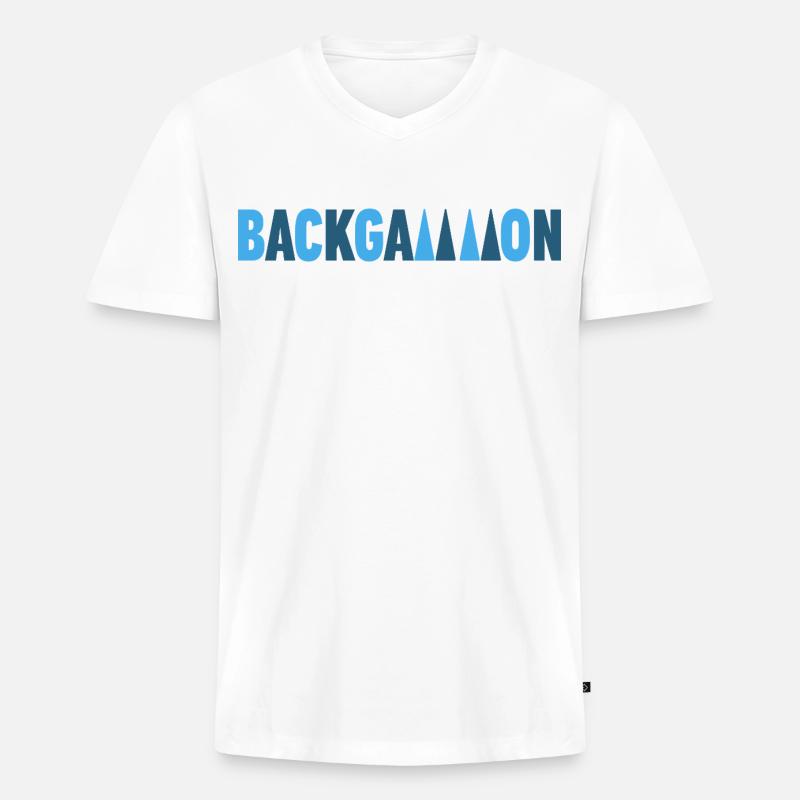 Backgammon - Männer Premium Bio T-Shirt mit V-Ausschnitt - Weiß