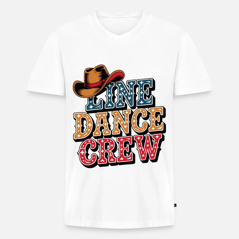 Linedance Crew Line Dance Mannschaft - Männer Premium Bio T-Shirt mit V-Ausschnitt - Weiß
