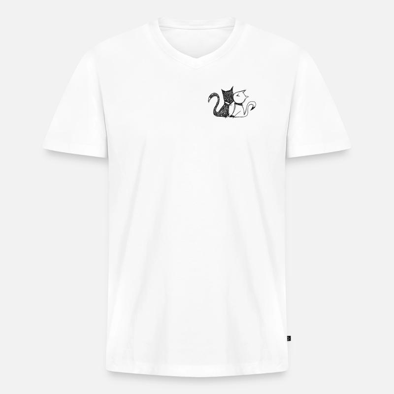 Schmuse Katzen - Männer Premium Bio T-Shirt mit V-Ausschnitt - Weiß