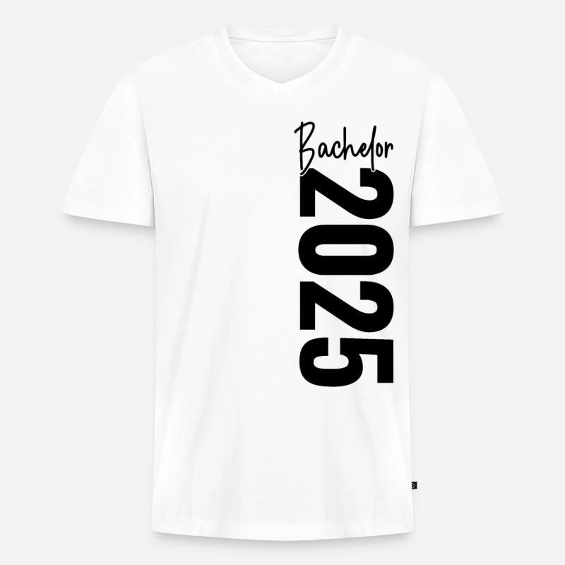 Bachelor 2025 - Männer Premium Bio T-Shirt mit V-Ausschnitt - Weiß