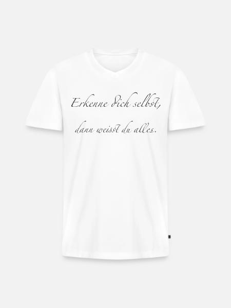 erkenne dich selbst - Männer Premium Bio T-Shirt mit V-Ausschnitt - Weiß