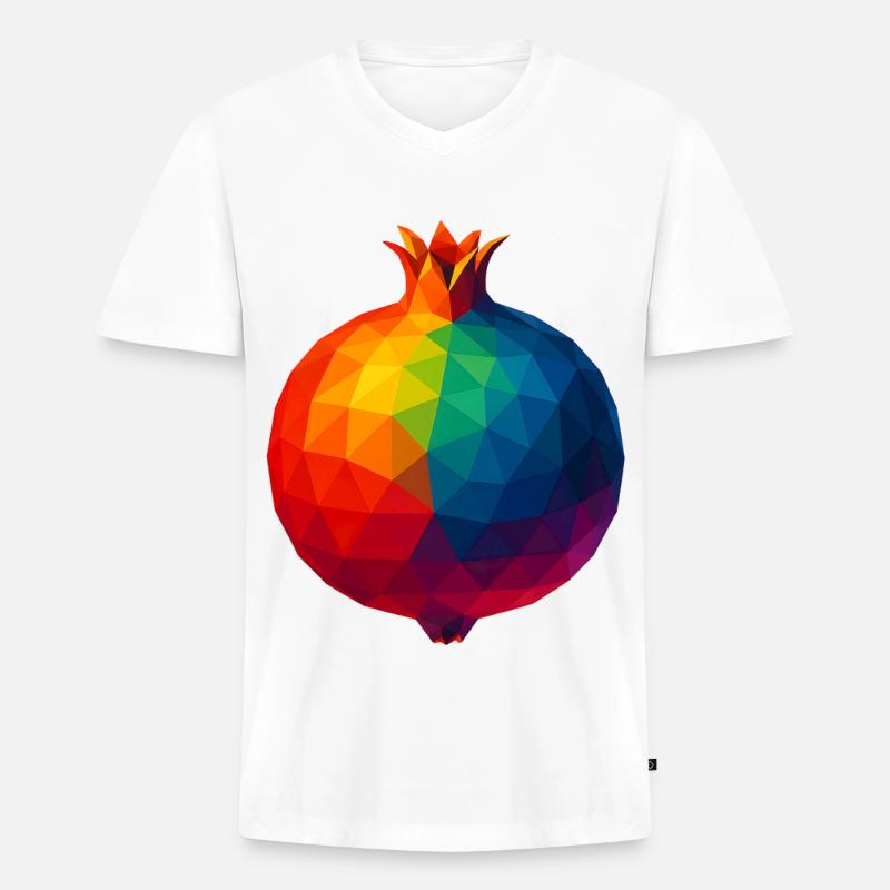 WPAP Stil - Granatapfel - Männer Premium Bio T-Shirt mit V-Ausschnitt - Weiß