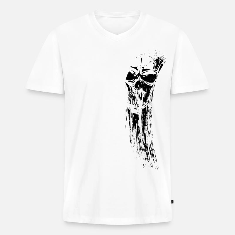 Schädel - Männer Premium Bio T-Shirt mit V-Ausschnitt - Weiß