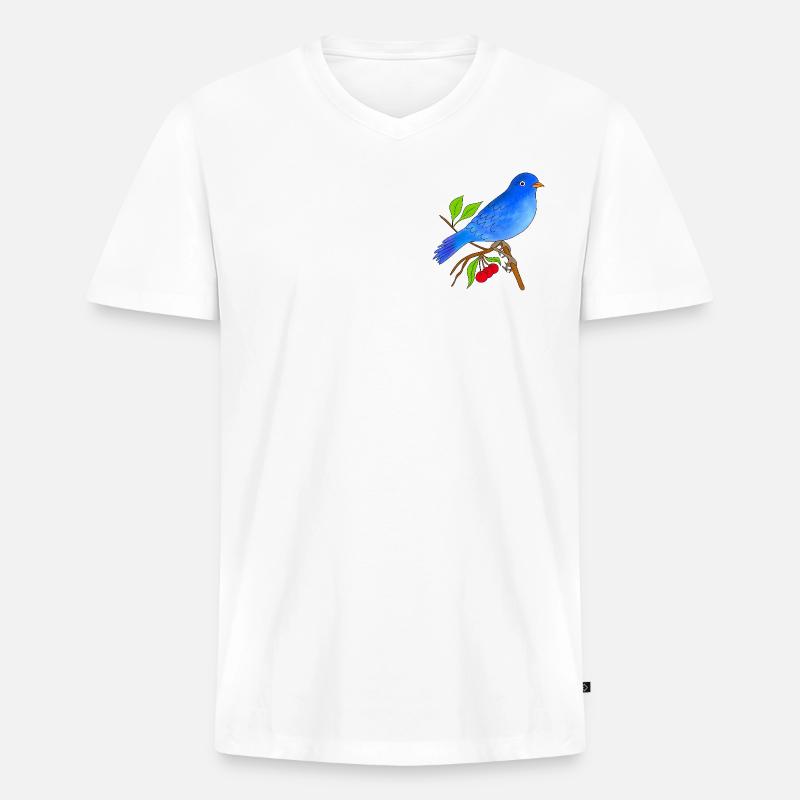 Blauer Vogel - Männer Premium Bio T-Shirt mit V-Ausschnitt - Weiß