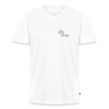 Logo de physiothérapie - T-shirt encolure en V Premium bio Homme - blanc - Devant - Nico (187cm)