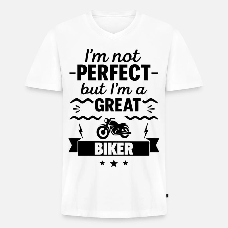 Nicht perfekt aber ein super Biker - Männer Premium Bio T-Shirt mit V-Ausschnitt - Weiß