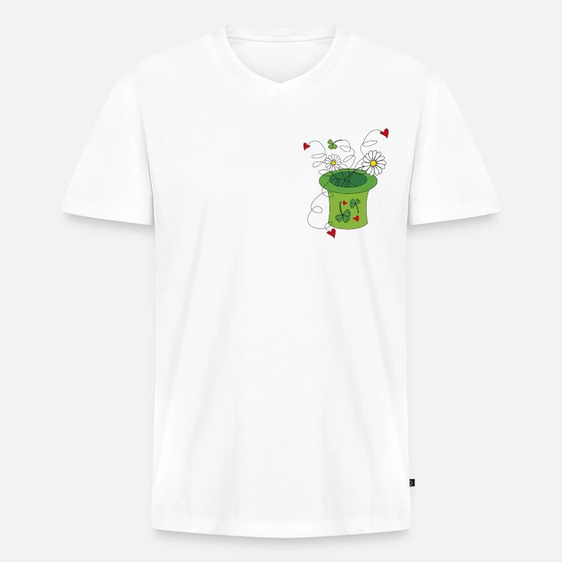 St. Patrick es Hut - Männer Premium Bio T-Shirt mit V-Ausschnitt - Weiß