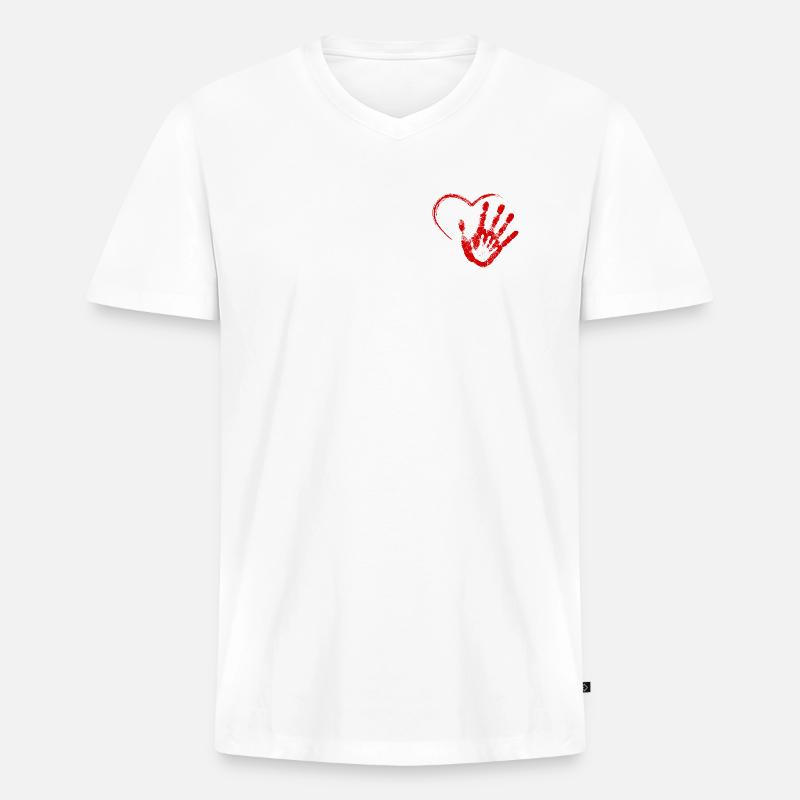 Hand aufs Herz - Männer Premium Bio T-Shirt mit V-Ausschnitt - Weiß
