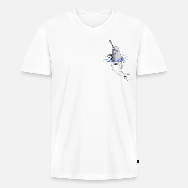 Baiji - Männer Premium Bio T-Shirt mit V-Ausschnitt - Weiß