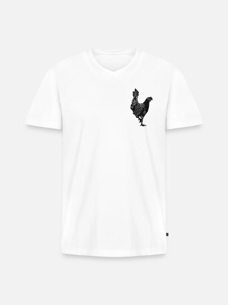 Rooster Klein - Männer Premium Bio T-Shirt mit V-Ausschnitt - Weiß