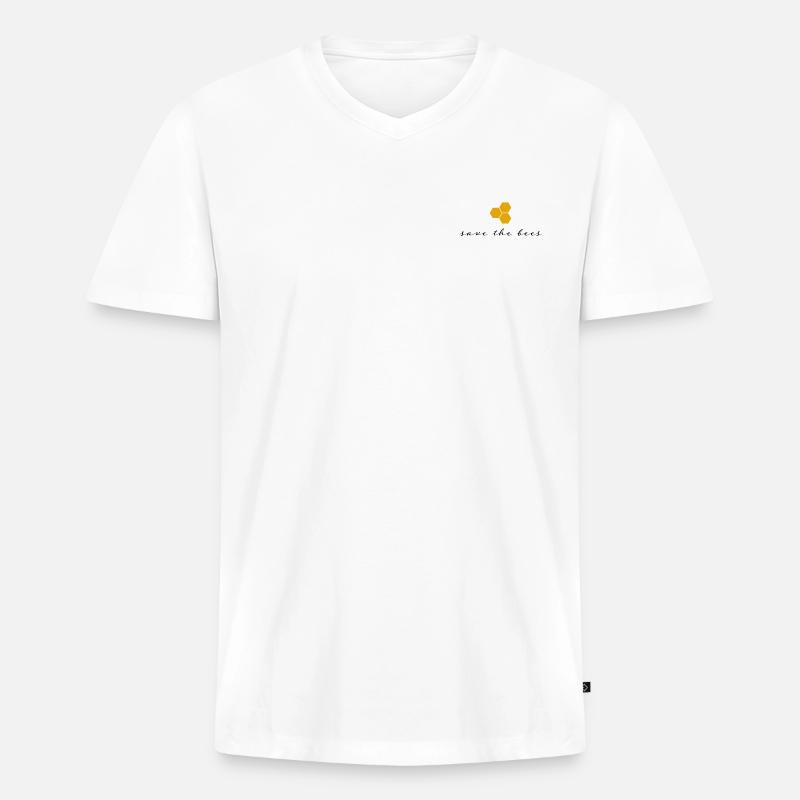 Save the bees - Männer Premium Bio T-Shirt mit V-Ausschnitt - Weiß