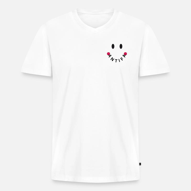 Friendly Antifa Original - Männer Premium Bio T-Shirt mit V-Ausschnitt - Weiß