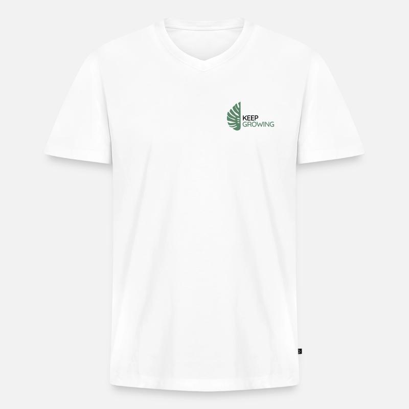 Monstera – Weiter wachsen - Männer Premium Bio T-Shirt mit V-Ausschnitt - Weiß