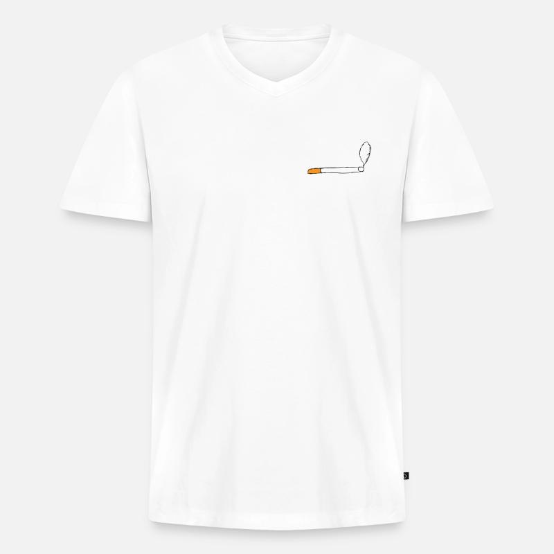Zigarette - Männer Premium Bio T-Shirt mit V-Ausschnitt - Weiß