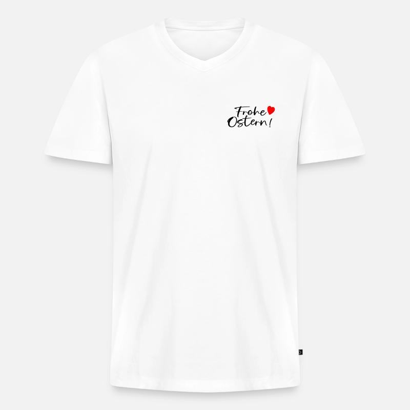 FROHE OSTERN WÜNSCHEN - Männer Premium Bio T-Shirt mit V-Ausschnitt - Weiß