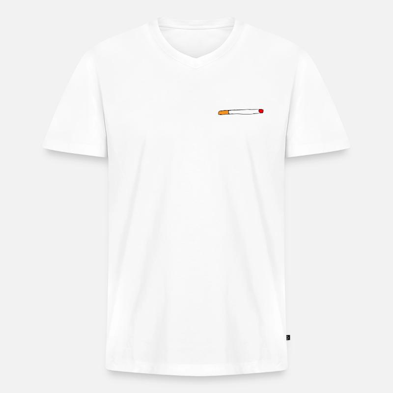 Zigarette - Männer Premium Bio T-Shirt mit V-Ausschnitt - Weiß