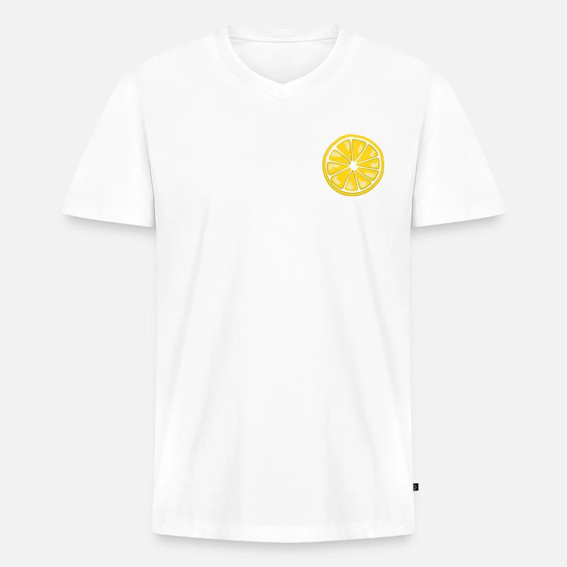 Früchtchen - Zitrone - Männer Premium Bio T-Shirt mit V-Ausschnitt - Weiß