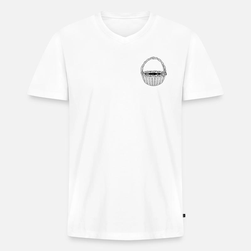 Korb - schwarz-weiß - einfärbbar - Männer Premium Bio T-Shirt mit V-Ausschnitt - Weiß