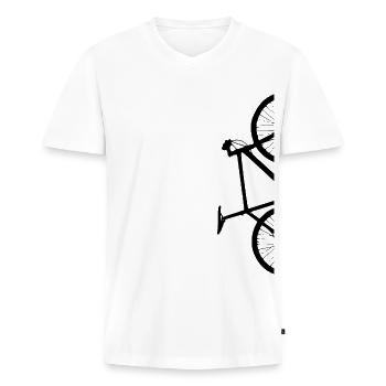 halbes Fahrrad - Männer Premium Bio T-Shirt mit V-Ausschnitt - Weiß - Vorne - Nico (187cm)