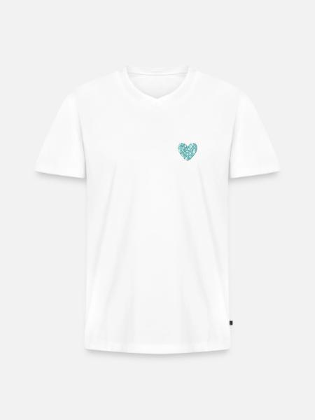 Diamant-Herz - Männer Premium Bio T-Shirt mit V-Ausschnitt - Weiß