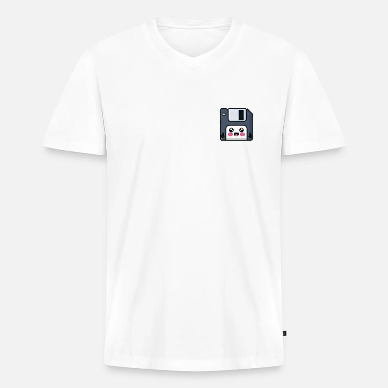 Diskette! Nostalgische Technik! - Männer Premium Bio T-Shirt mit V-Ausschnitt - Weiß