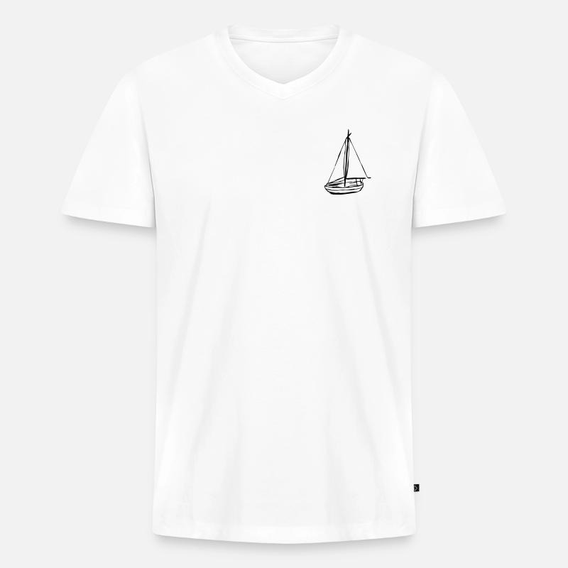 Boot - Männer Premium Bio T-Shirt mit V-Ausschnitt - Weiß
