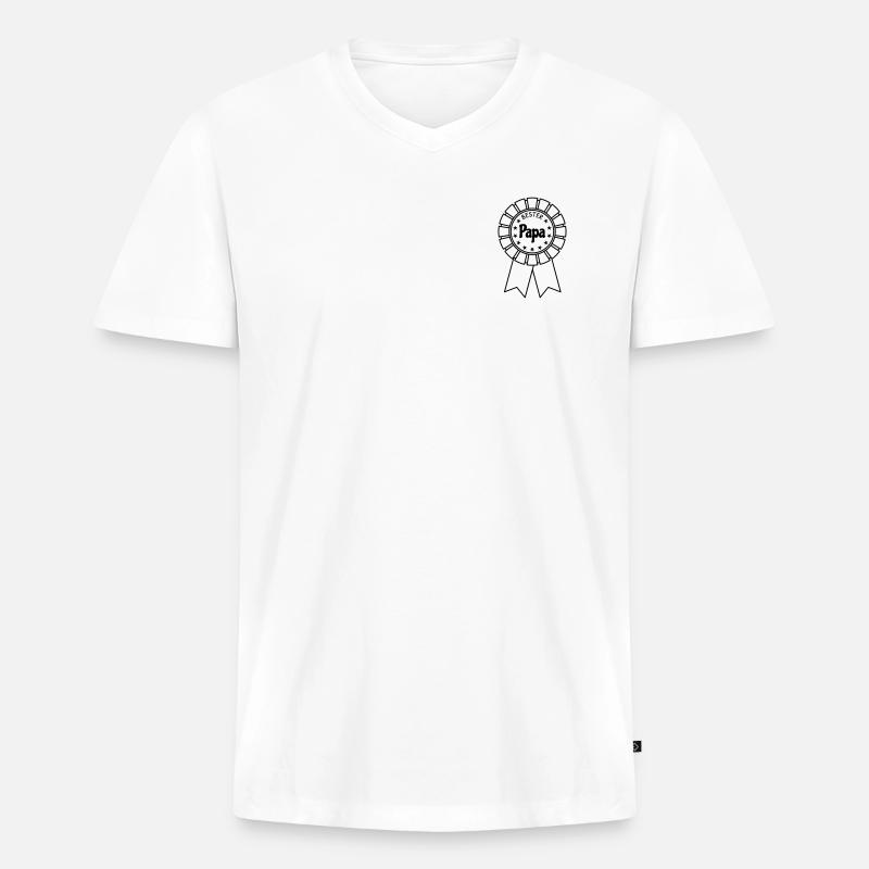 Bester Papa - Männer Premium Bio T-Shirt mit V-Ausschnitt - Weiß