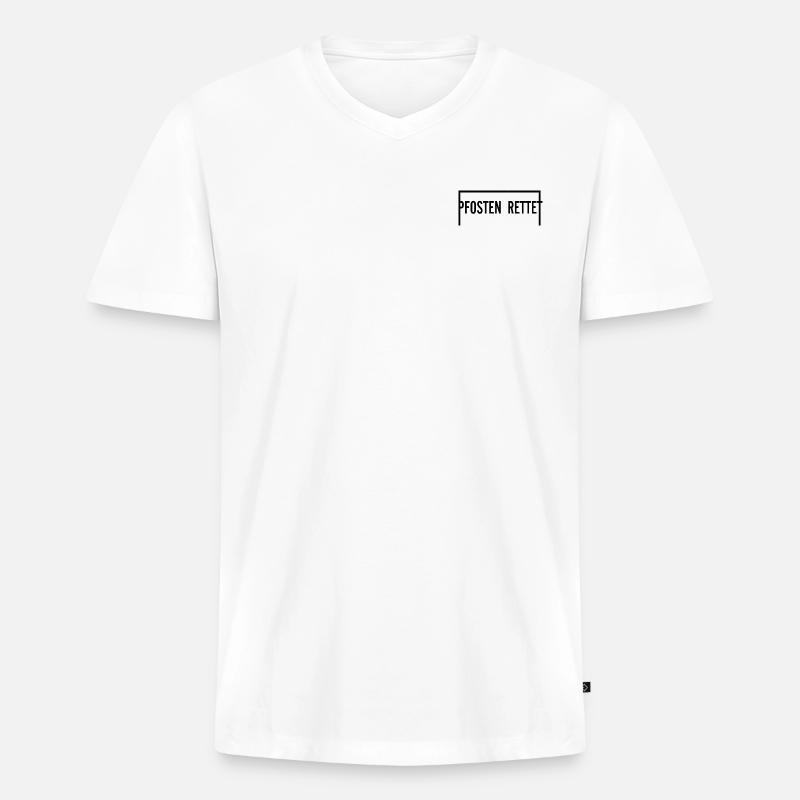Pfosten rettet - Brustlogo - Männer Premium Bio T-Shirt mit V-Ausschnitt - Weiß