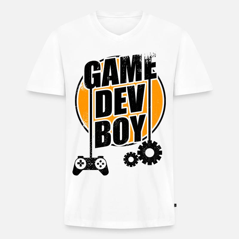 Game Dev Junge - Männer Premium Bio T-Shirt mit V-Ausschnitt - Weiß