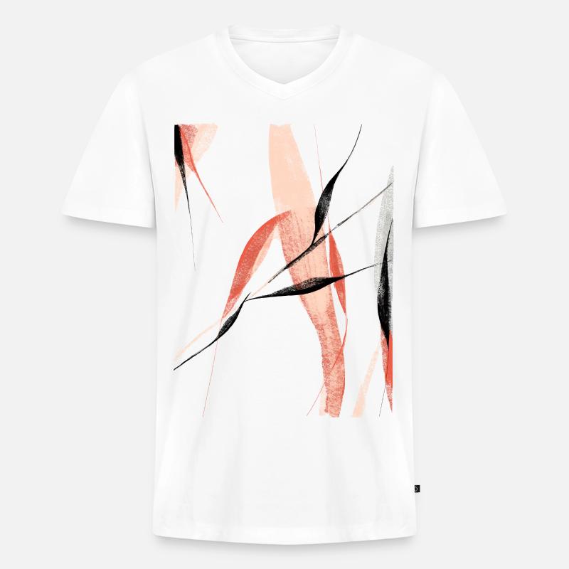 Abstrakte Weidenäste - Männer Premium Bio T-Shirt mit V-Ausschnitt - Weiß