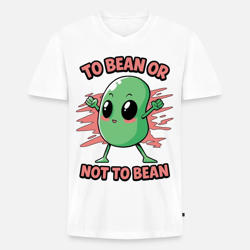 Bohne oder nicht Bohne - Männer Premium Bio T-Shirt mit V-Ausschnitt - Weiß