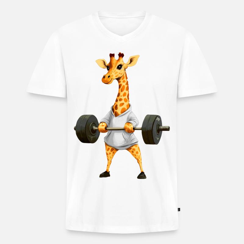 Giraffe Sport - Männer Premium Bio T-Shirt mit V-Ausschnitt - Weiß