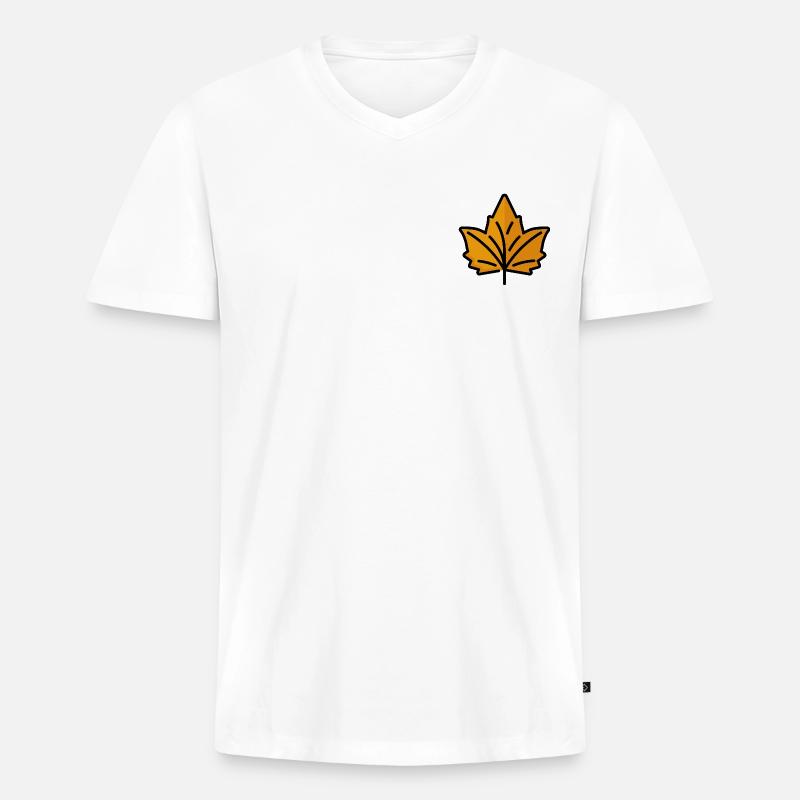Herbstblatt Laub Geschenk Idee - Männer Premium Bio T-Shirt mit V-Ausschnitt - Weiß