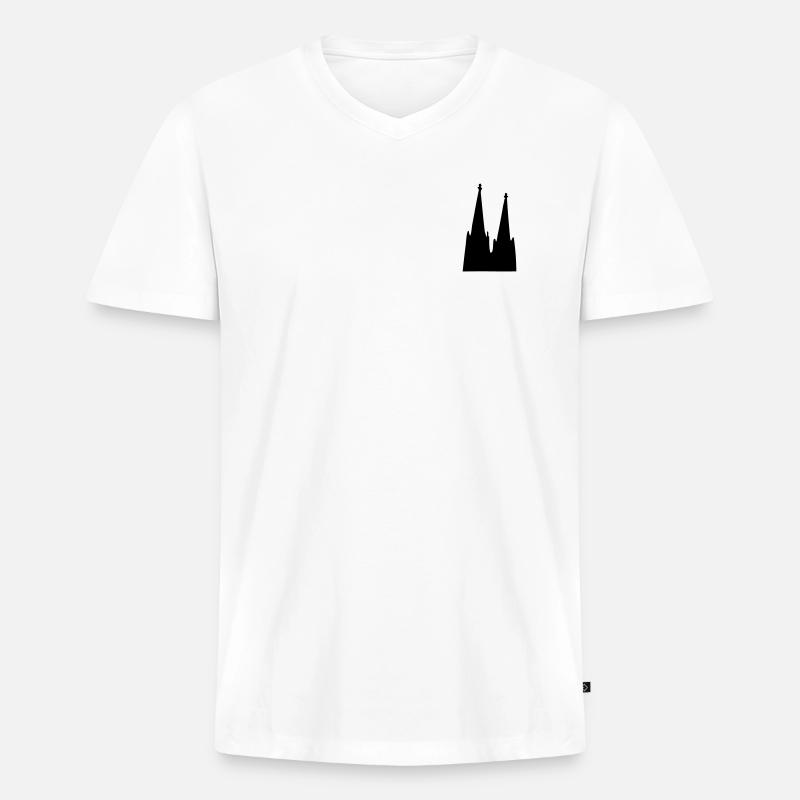 Der Kölner Dom zu Köln - Männer Premium Bio T-Shirt mit V-Ausschnitt - Weiß