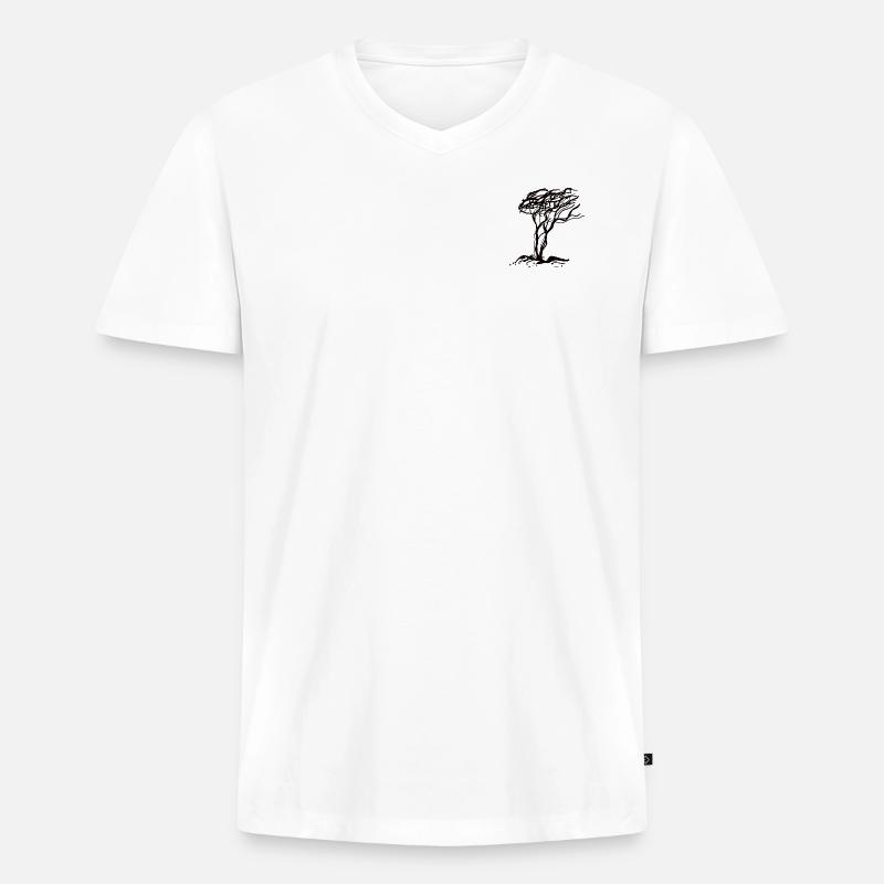 Windflüchter typischer Küstenbaum - Männer Premium Bio T-Shirt mit V-Ausschnitt - Weiß