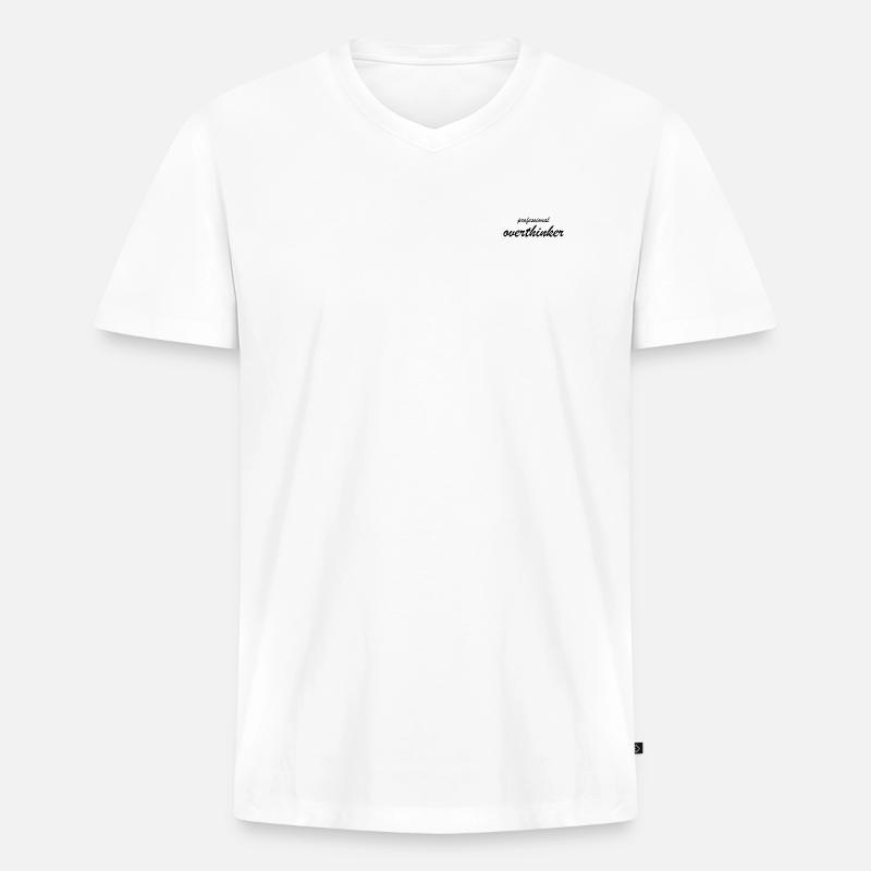 PROFESSIONAL OVERTHINKER - Männer Premium Bio T-Shirt mit V-Ausschnitt - Weiß