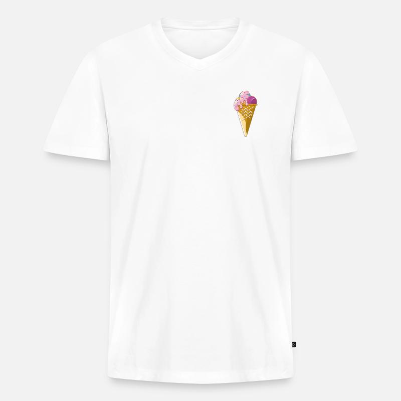 Eiscreme in der Waffel - Männer Premium Bio T-Shirt mit V-Ausschnitt - Weiß