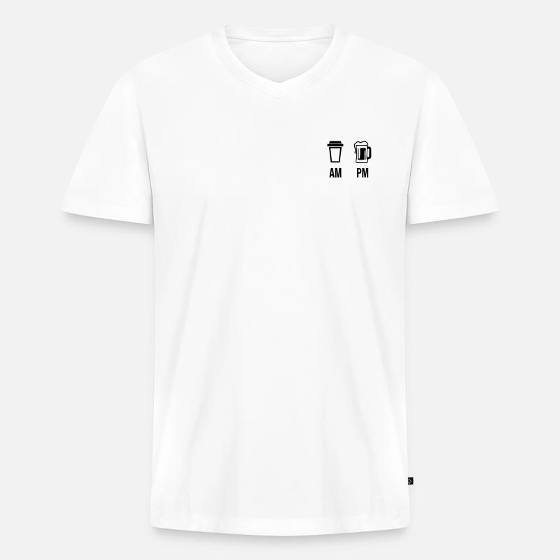 Kaffee & Bier - Männer Premium Bio T-Shirt mit V-Ausschnitt - Weiß