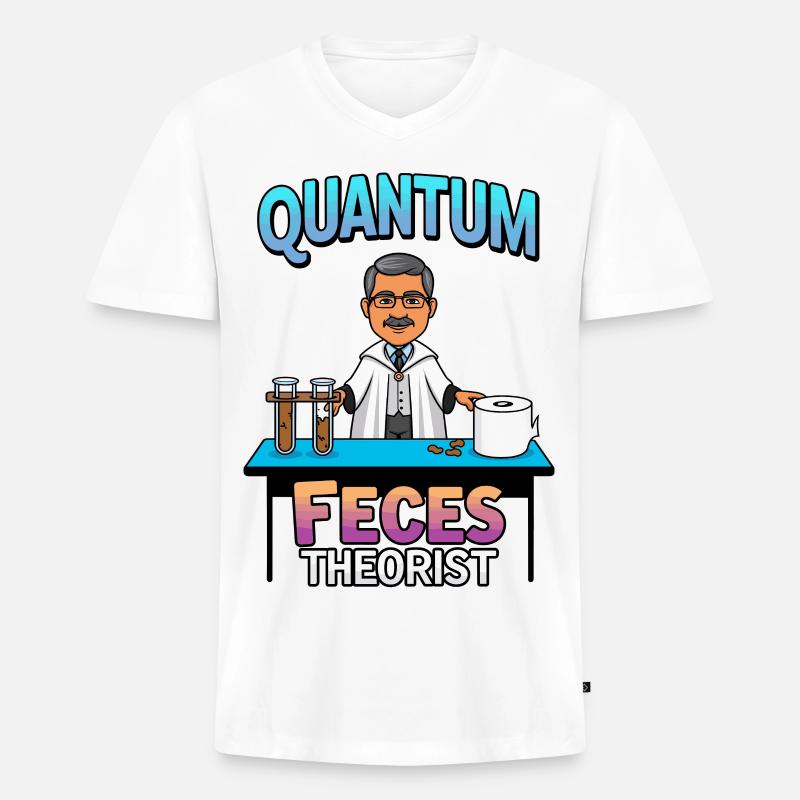 Quanten Fäkalien Theoretiker - Männer Premium Bio T-Shirt mit V-Ausschnitt - Weiß