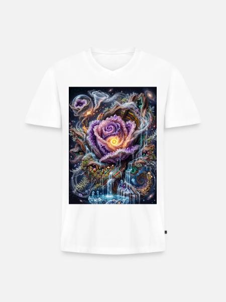 Crystal Rose - Männer Premium Bio T-Shirt mit V-Ausschnitt - Weiß